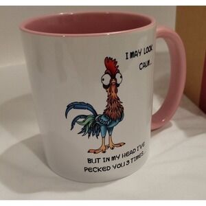 Funny Coffee Mug Chicken I may Look Calm But In My‎ Head I've Pecked You 3 Times